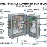 ** `1000V versus 1500V PV combiner box front panel comparison showing component layout and clearance differences