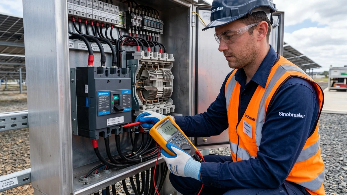 dc breaker troubleshooting technician multimeter pv combiner