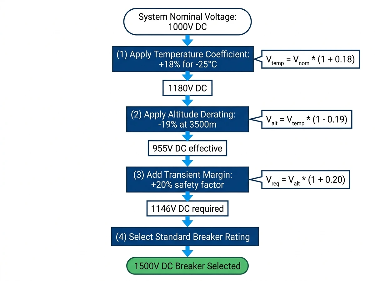 dc breaker voltage derating flowchart calculation