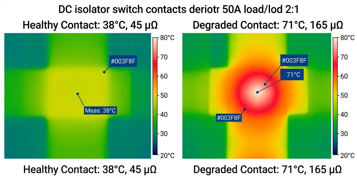 dc isolator thermal comparison healthy degraded contact 50a load