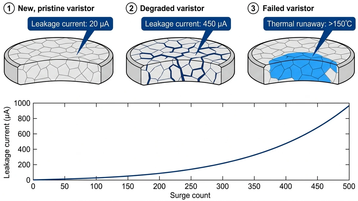 dc spd varistor degradation progression stages