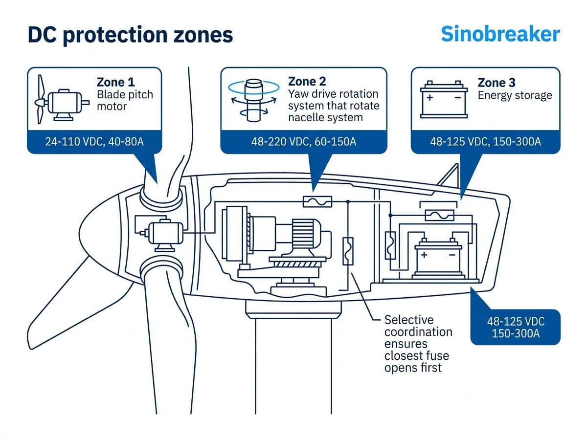 wind turbine dc protection zones infographic